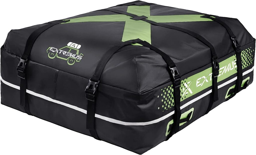 Extremus ExplorationX Rooftop Cargo Carrier Bag-15 Cu Ft, 100% Waterproof Car Top Carrier, Abrasion Resistant 840D PVC, High-Frequency Welded Seams, Waterproof Zipper W/Storm Flap  9 Sturdy Straps