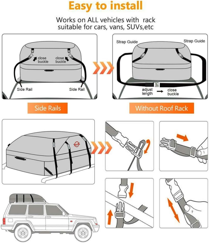 Rooftop Cargo Carrier, 20 Cubic Feet Waterproof Car Top Carrier Heavy Duty Traps Rooftop Cargo Carrier with Reinforced Straps and Storage Bag for All Vehicles Roof Bag Luggage