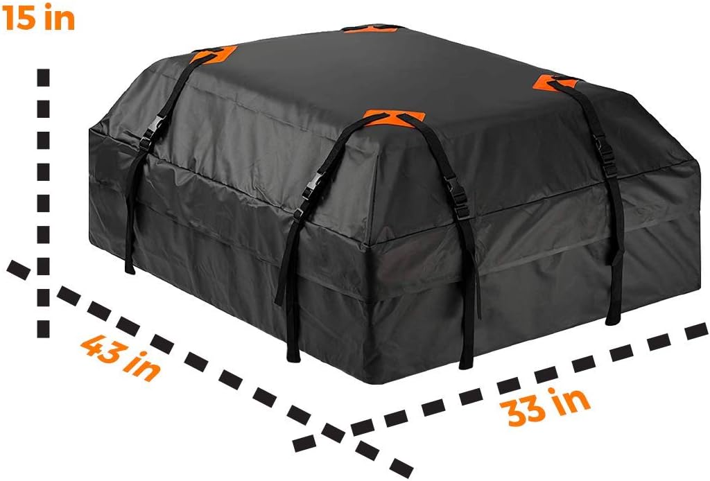 Waterproof Car Rooftop Cargo Bag - Zento Deals 15 Cubic Feet, Large Storage, Carrier with Heavy Duty Straps, Fits All Racks, for Cars Side Rails Cross Bars or Basket