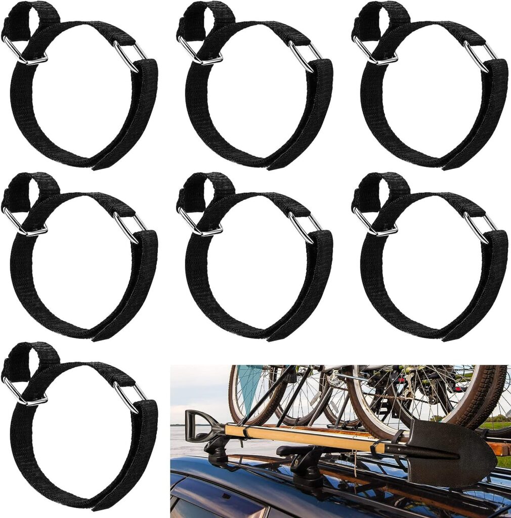 8 Pieces Shovel Holder for Roof Rack 12 Inch Shovel Mount Straps for Roof Rack Adjustable Hook and Reusable for Trucks Cars SUV Tractors Trailers