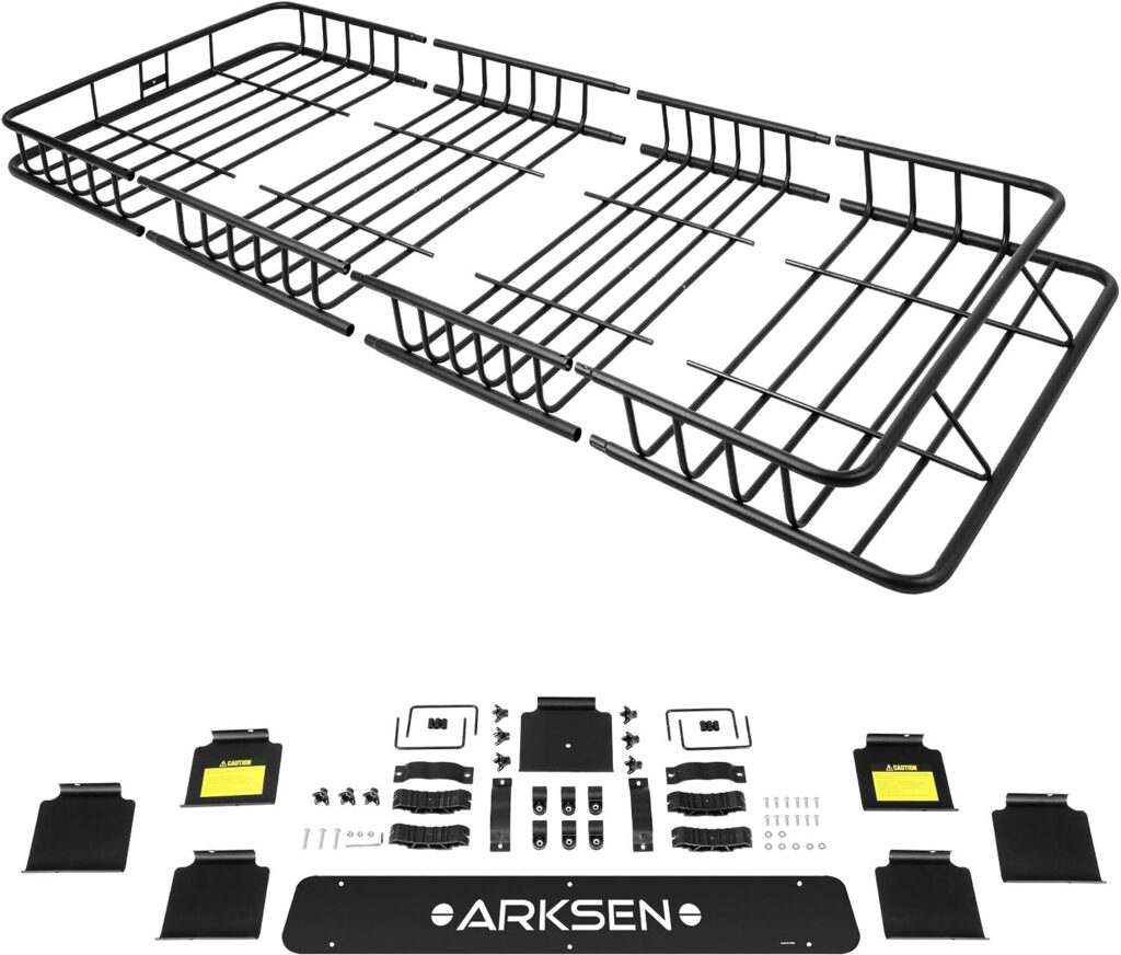 ARKSEN 84 x 39 Inch Universal 150LB Heavy Duty Roof Rack Cargo with Extension Car Top Luggage Holder Carrier Basket for SUV, Truck,  Car Steel Construction