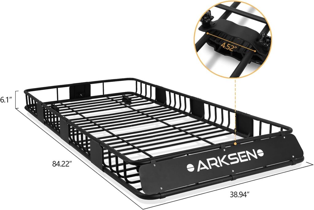 ARKSEN 84 x 39 Inch Universal 150LB Heavy Duty Roof Rack Cargo with Extension Car Top Luggage Holder Carrier Basket for SUV, Truck,  Car Steel Construction