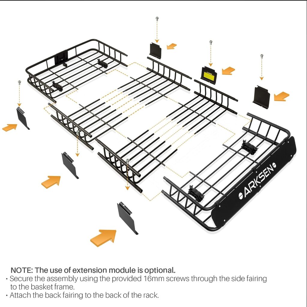 ARKSEN 84 x 39 Inch Universal 150LB Heavy Duty Roof Rack Cargo with Extension Car Top Luggage Holder Carrier Basket for SUV, Truck,  Car Steel Construction