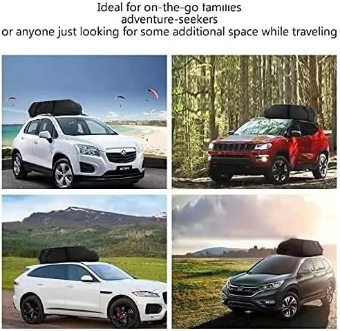 Car Roof Bag Cargo Carrier, 21 Cubic Feet Waterproof Rooftop Luggage Bag Vehicle Softshell Carriers, Anti-Tear 1000D PVC with 8 Reinforced Straps + Storage Bag for All Vehicle with/Without Rack