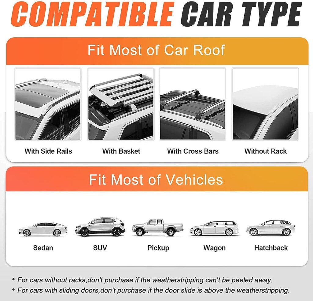 CZC AUTO 21 Cubic Feet Car Rooftop Cargo Carrier Heavy Duty Bag, Soft Roof Top Luggage Bag with Waterproof Zip, Storage Bag  Anti-Slip Mat Fits All Cars SUV with/Without Rack, Black-Orange