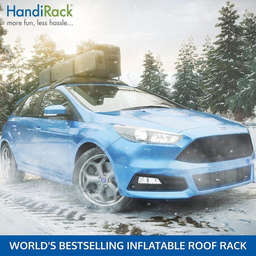 HandiRack Universal Inflatable Soft Roof Rack Bars for Hauling Kayaks, Canoes, Surfboards and SUPs; 10Ft Tie-Downs and 11Ft Bow and Stern Lines Included; Fits Cars and SUVs; 175Lbs Load Capacity