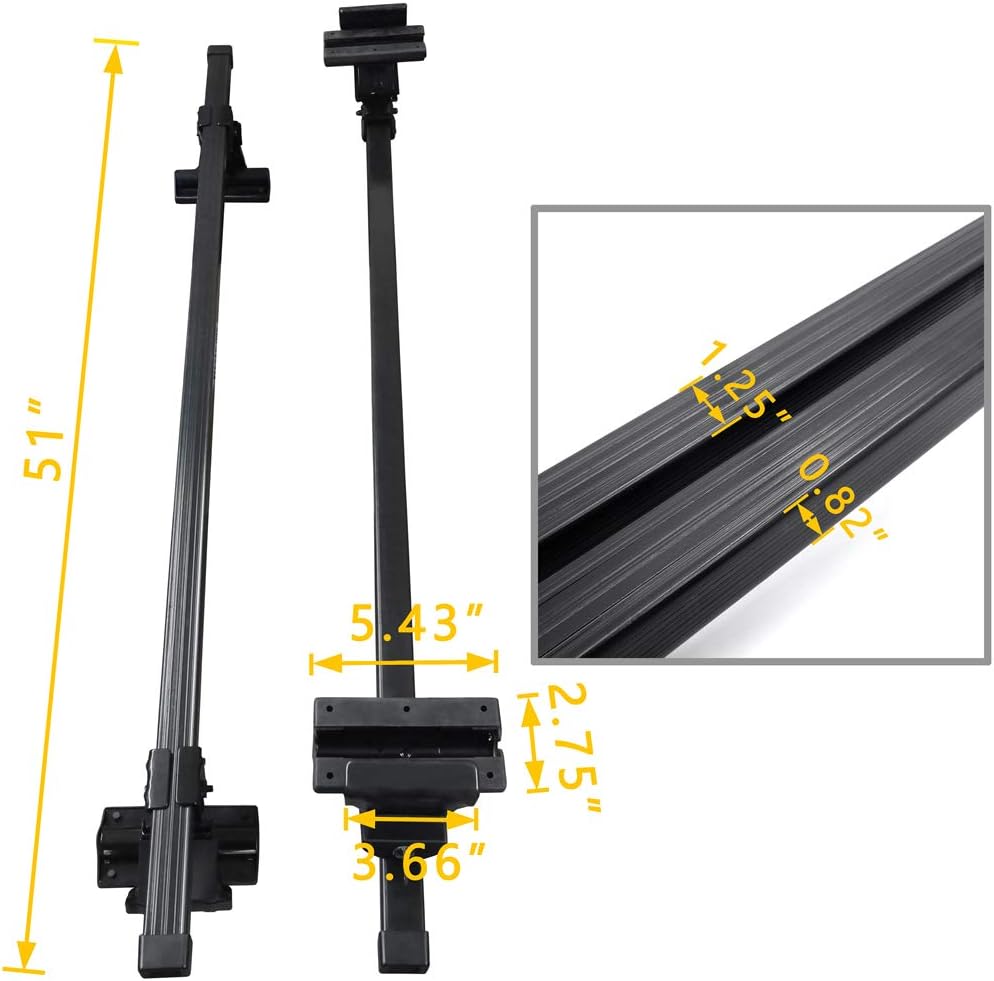 HTTMT Adjustable Complete Roof Rack System With Lock Universal Fit For Vehicles Without Roof Side Rail