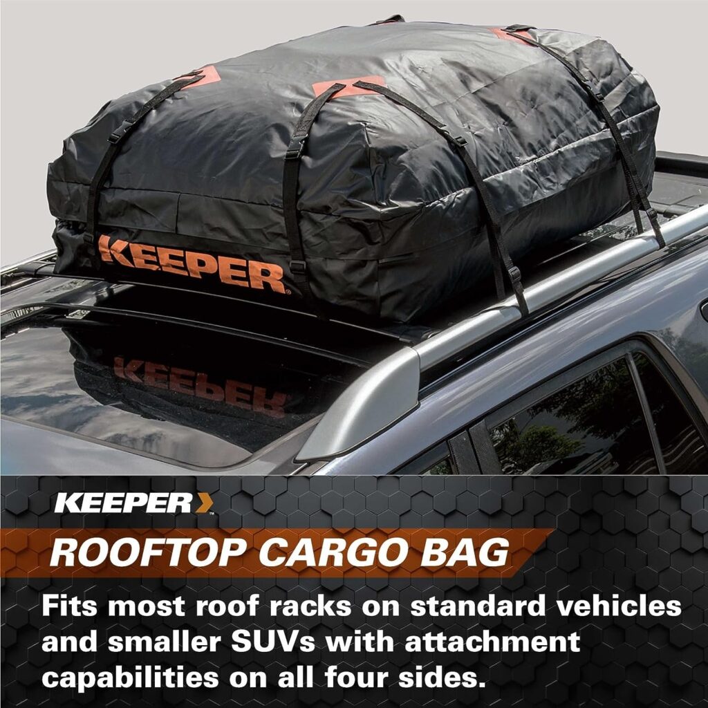 Keeper 07202 Weatherproof Rooftop Cargo Bag, 11 Cubic Feet, Black