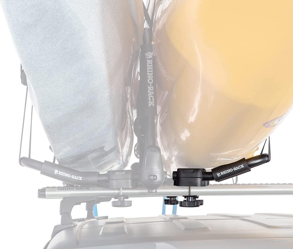 Rhino-Rack J Folding Kayak Carrier Extension, Includes 2 Padded Buckle Tie Downs  Two Straps, Double Your Carrying Capacity, Black (S512X)