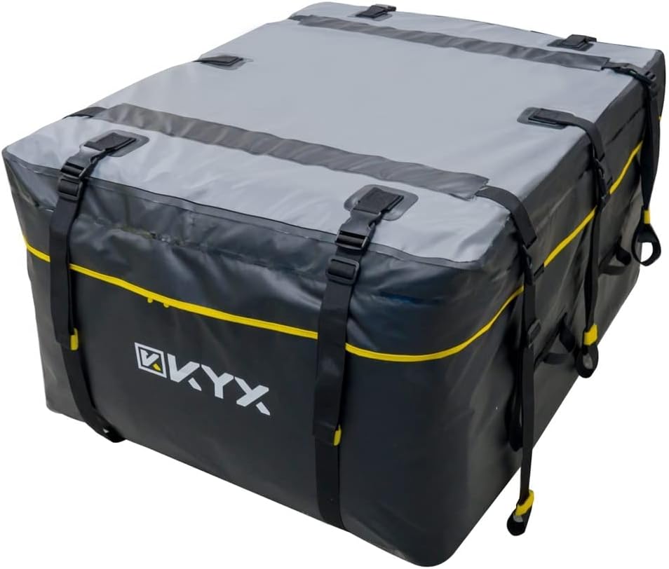 Rooftop Cargo Carrier - KYX Car Roof Bag 18 Cu.ft for 6-10 Medium Suitcases, Car Roof Cargo Carrier with Waterproof Zipper Flap, 1000D PVC Fabric Car Top Carrier for All Vehicle, 8 Tie Extra Straps