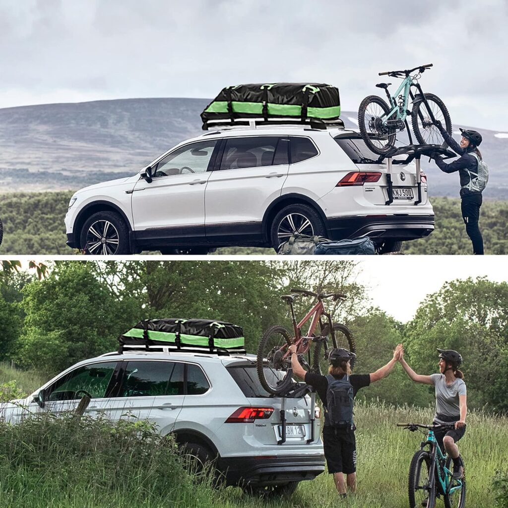 Rooftop Cargo Carrier, Vehicle Cargo Carrier, Premium Rooftop Cargo Bag, 21 Cubic feet Car Top Carrier for All Cars with/Without Rack, 100% Rainproof, Dustproof, and Snow Protection (Green)