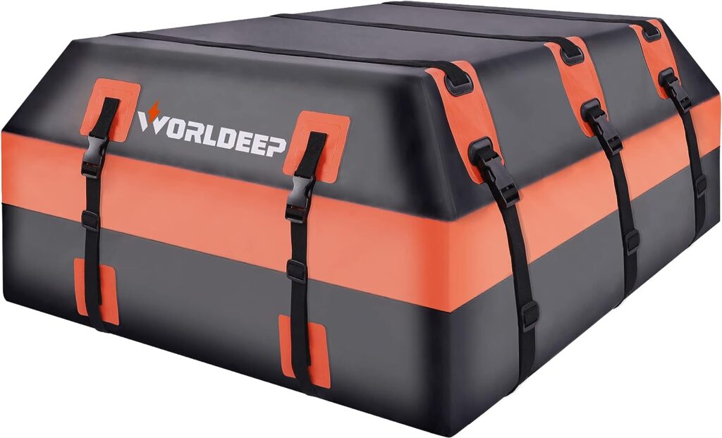 Rooftop Cargo Carrier,16 Cubic Feet Soft-Shell Rooftop Cargo Bag, Car Topper Luggage Carrier Waterproof with Anti-Slip Mat for All Vehicles with/Without Rack,Includes 6 Door Hooks