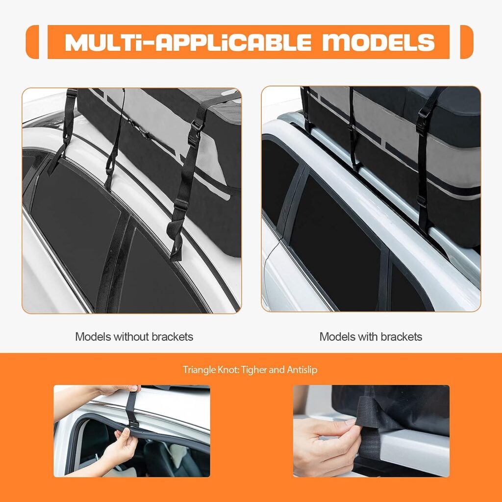Rooftop Cargo Carrier,Car Roof Bag,21 Cubic Feet Waterproof Roof Rack Cargo Carrier for Car with/Without Rack,with Lock Anti-Slip Mat,Black with Silver