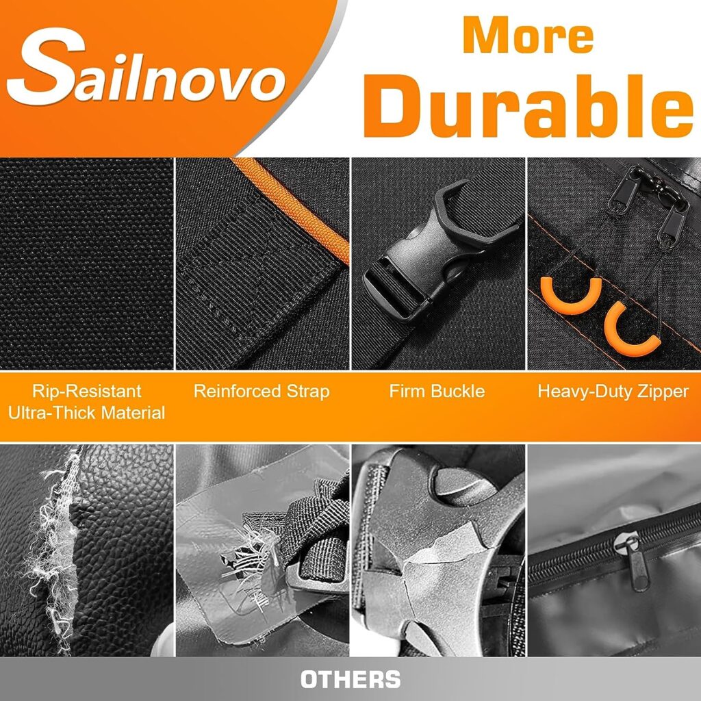 Sailnovo Car Roof Bag 16 Cubic Feet Rooftop Cargo Carrier Bag Waterproof 1000D for All Vehicle with/Without Racks with Anti-Slip Mat, 6 Reinforced Straps, 4 Door Hooks, Reflective Strip, Storage Bag