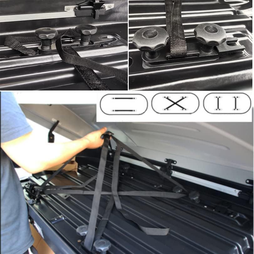 U Clips Car Van Mounting Fitting, 4PCS Universal Roof Box U-Bolt Clamps,Cargo Carrier Roof Rack Bracket,85mm Internal Width, with 2 Straps for Roof Box Hardware