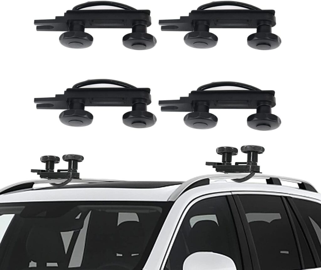 U Clips Car Van Mounting Fitting, 4PCS Universal Roof Box U-Bolt Clamps,Cargo Carrier Roof Rack Bracket,85mm Internal Width, with 2 Straps for Roof Box Hardware