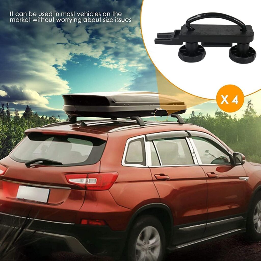 U Clips Car Van Mounting Fitting, 4PCS Universal Roof Box U-Bolt Clamps,Cargo Carrier Roof Rack Bracket,85mm Internal Width, with 2 Straps for Roof Box Hardware