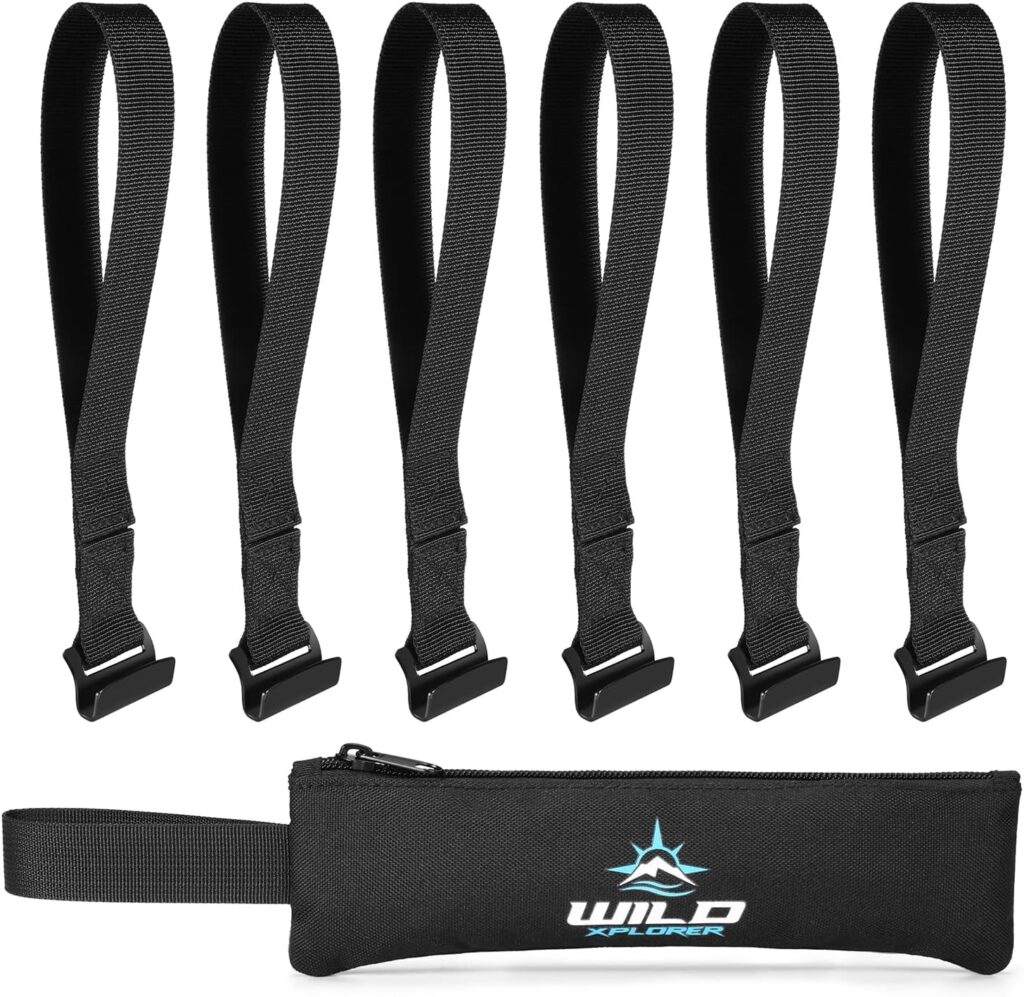 WildXplorer Rooftop Cargo Tie Down Hook Straps for Securing Any Car Roof Bag, Cargo Carrier or Car Top Carrier. Attach to Door Frame, No Roof Rack Required. Suitable for a 4 Door Car, SUV, Jeep, Truck