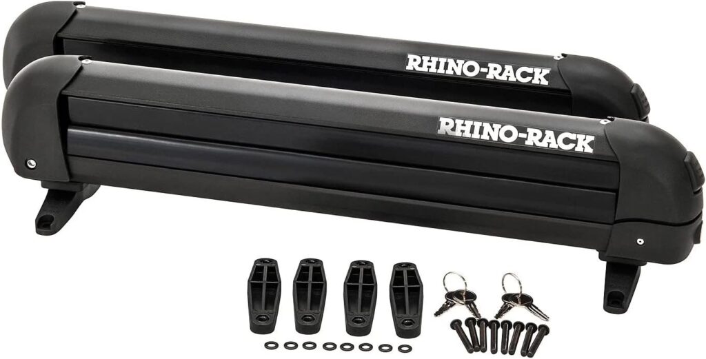 Rhino-Rack 20 Multi-Purpose Carrier for Skis, Snowboards, Fishing Rods, Skateboards, Wakeboards, Water Skis  More, Universal Mounting, Easy to Use, Locking, Lightweight  Heavy Duty for All Vehicles