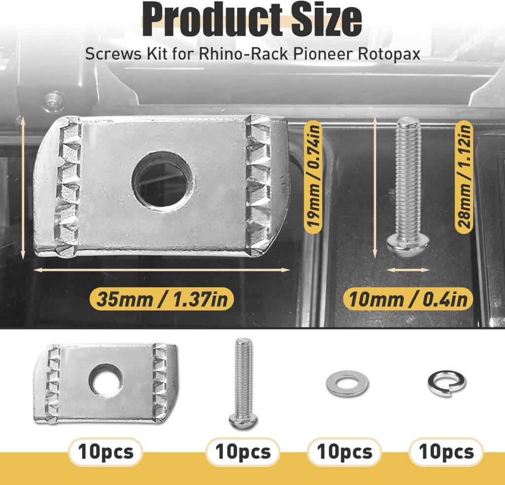20pcs Screws Kit for Rhino-Rack Pioneer Rotopax, M6 304 Stainless Steel Machine Screws for Rhino Rack Pioneer Rotopax Screws Nut Kit Machine Screws Accessories for Car Bracket 43203 (25mm)