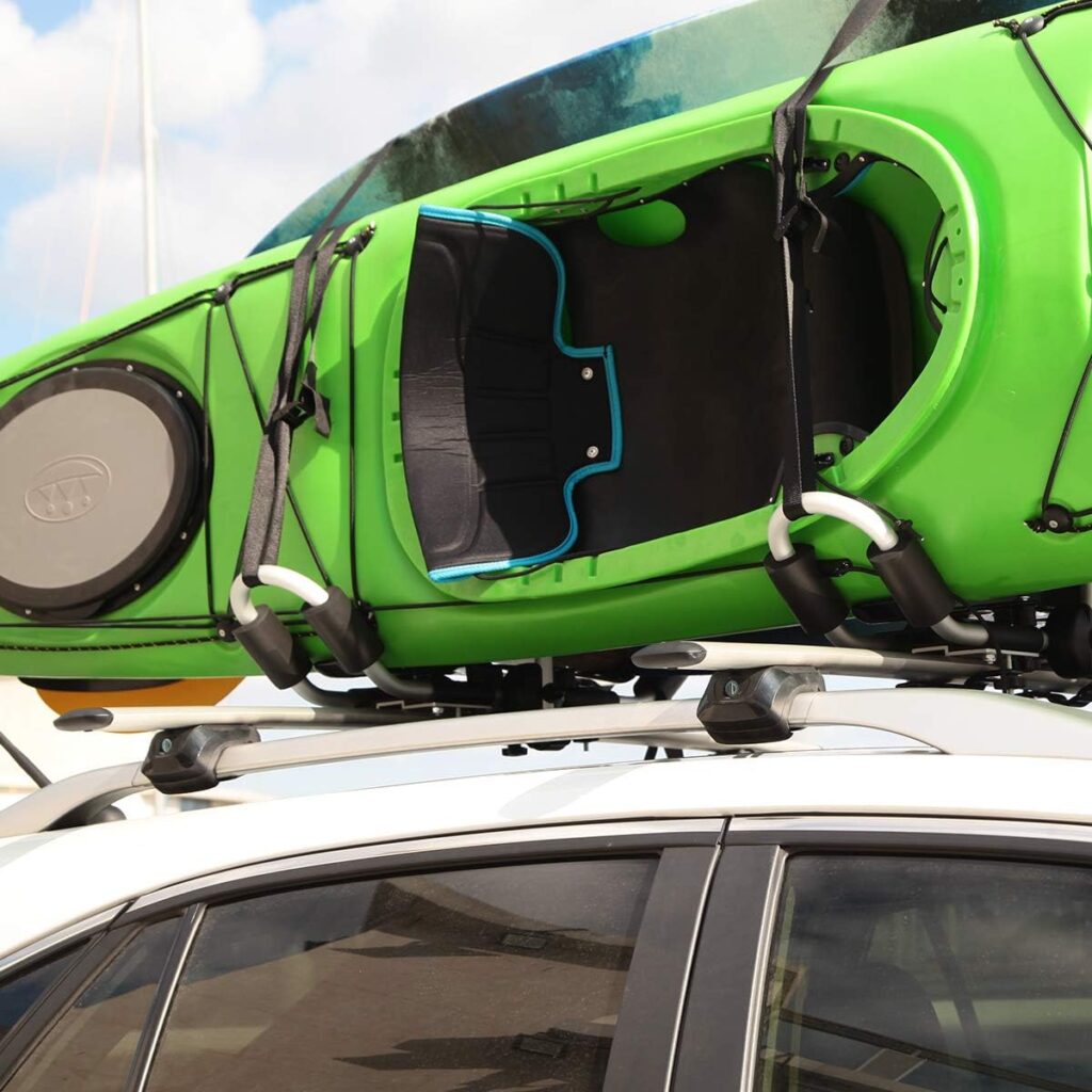 IKURAM R Kayak/Surf/Ski Roof Carrier Rack of J-Style Folding Universal Field  Stream 3-in-1 Multifunction for Canoe, SUP, Kayaks, Surfboard and Ski Board Rooftop Mount on SUV, Car and Truck