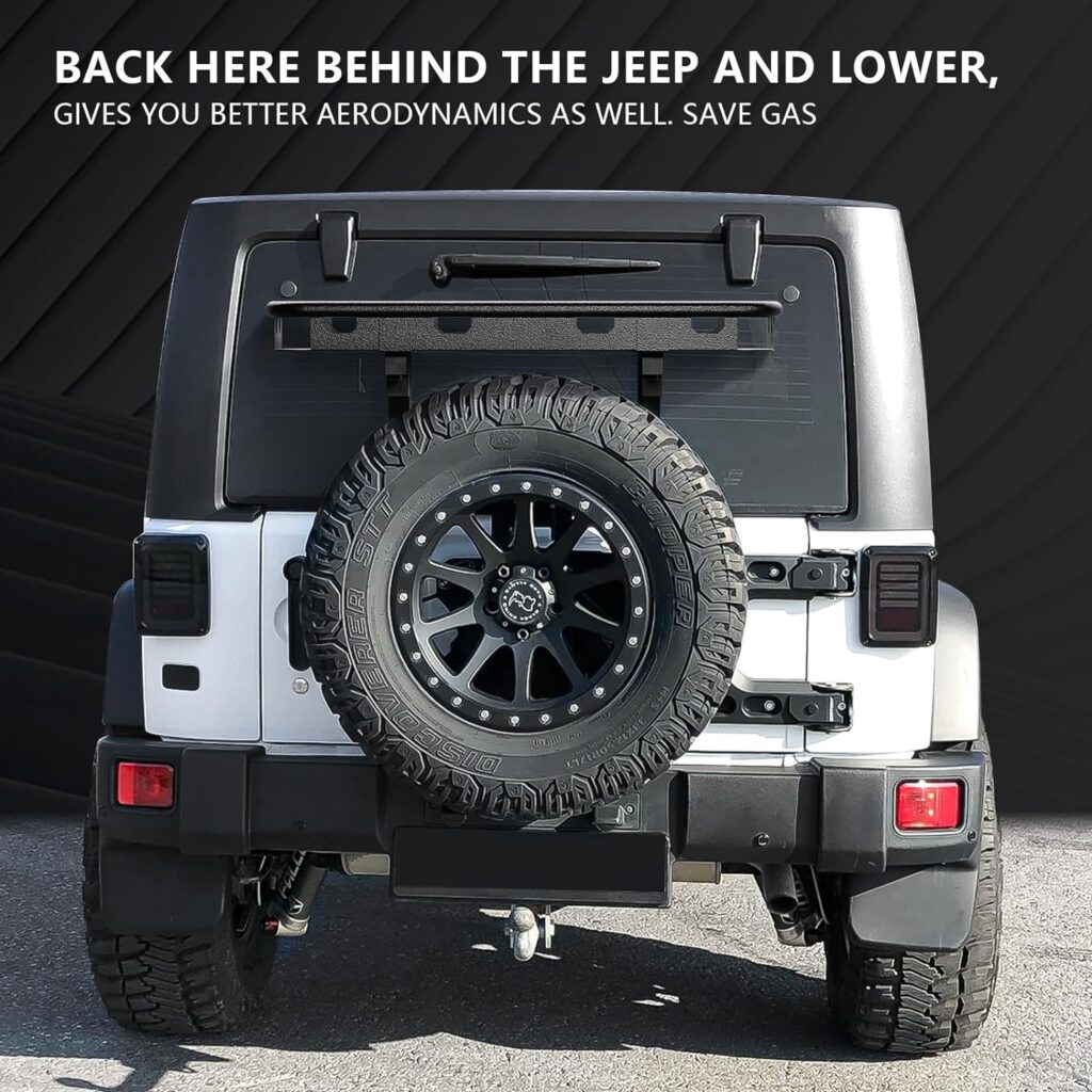 YZONA for Jeep Wrangler JK Rear Cargo Basket on OE Tailgate Compatible with 2007-2018 Jeep Wrangler JK  JKU Unlimited 2/4 Door, Spare Tire Cargo Rack, Luggage Storage Carrier (Bolt-On)